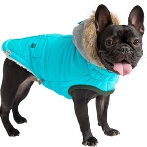 Blue Winter Dog Jacket with Sherpa lining & Hood Size Large Dog Coat